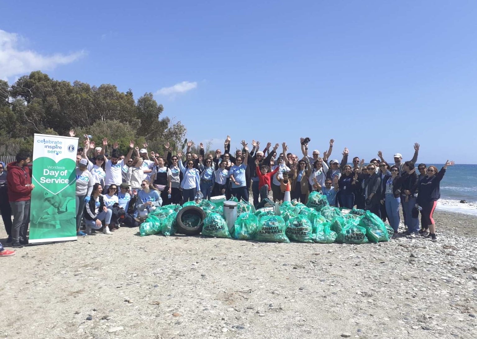 Volunteer cleanup at Larnaca&rsquo;s Spyros beach